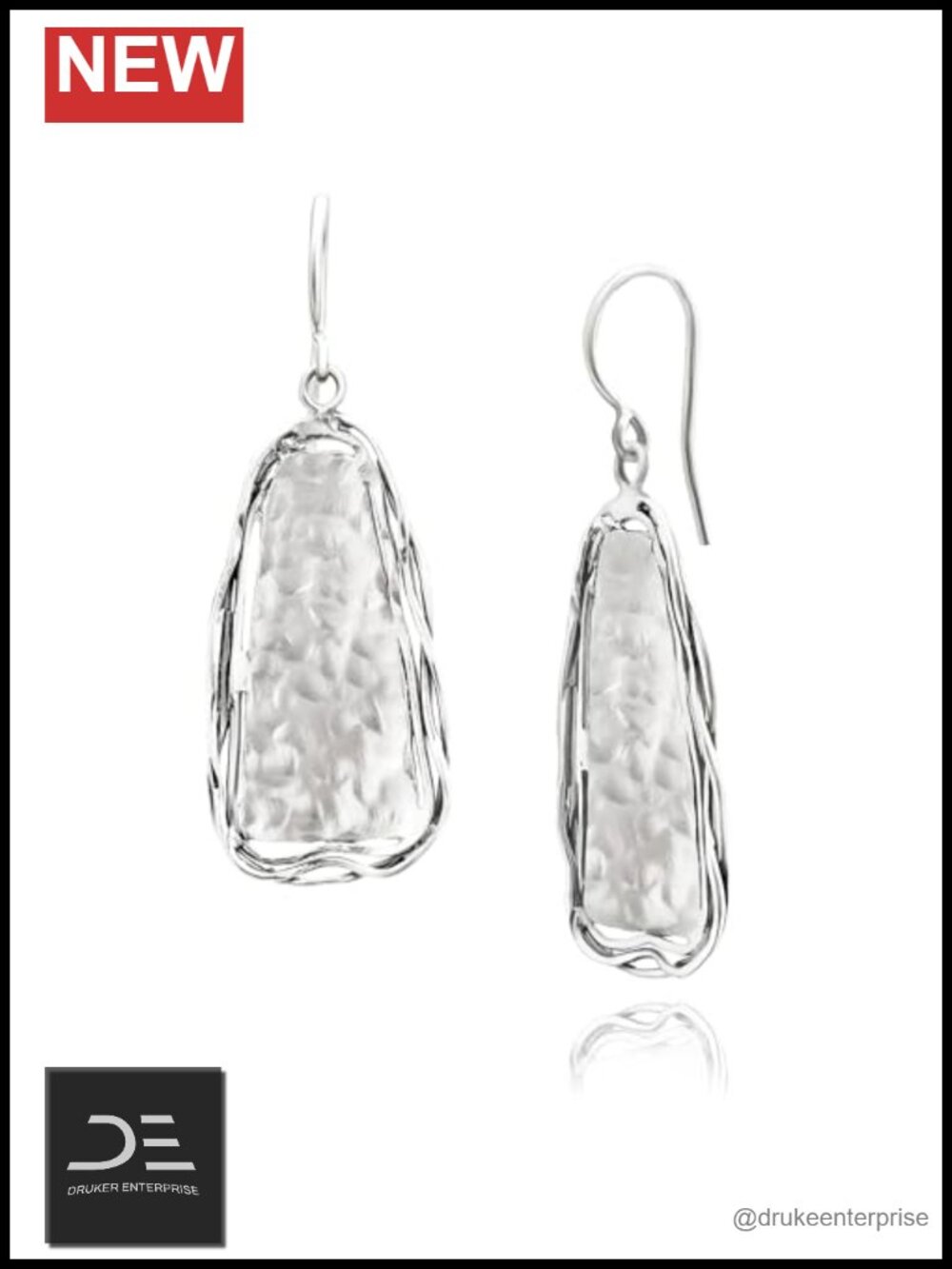 Sterling Silver Hammered Wire Wrap Dangle Earrings Hypoallergenic Statement